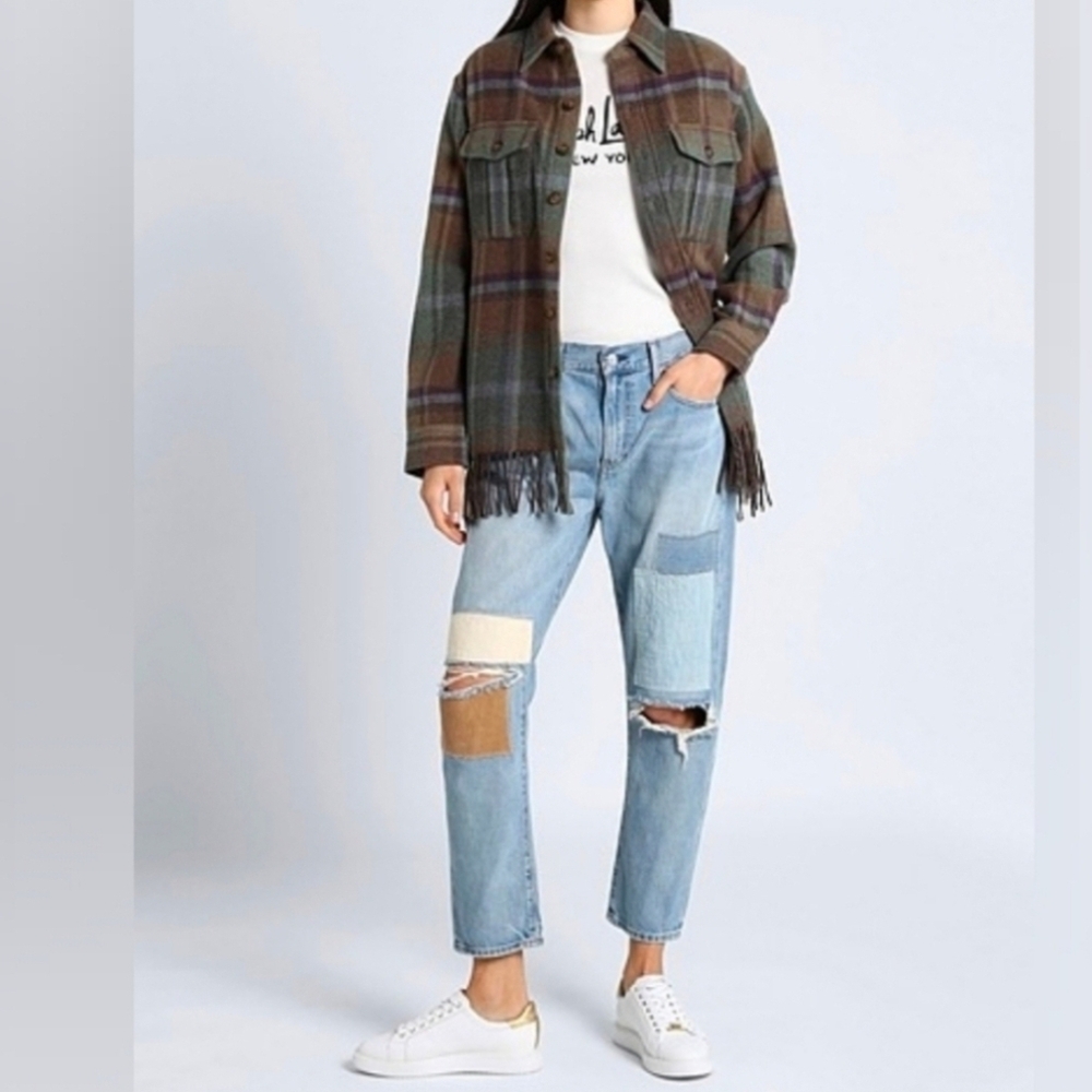 NWT Polo Ralph Lauren 29 Indie Sleeze Patchwork Hippie Thrashed Boyfriend Jeans